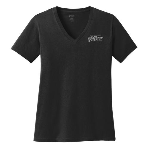 Port & Company Ladies Cotton V-Neck T-Shirt -- Jet Black