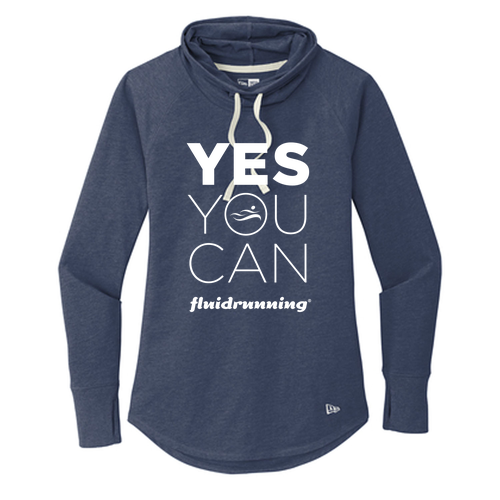 Ladies Sueded Cotton Blend Cowl Tee -- True Navy Heather