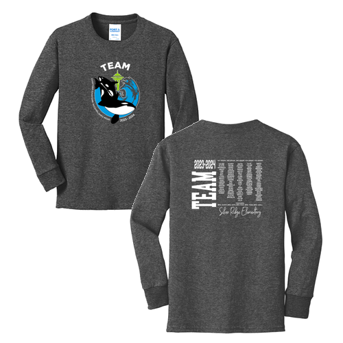 Youth Port and Company Long Sleeve 100% Cotton T-Shirt -- Dark Heather Grey