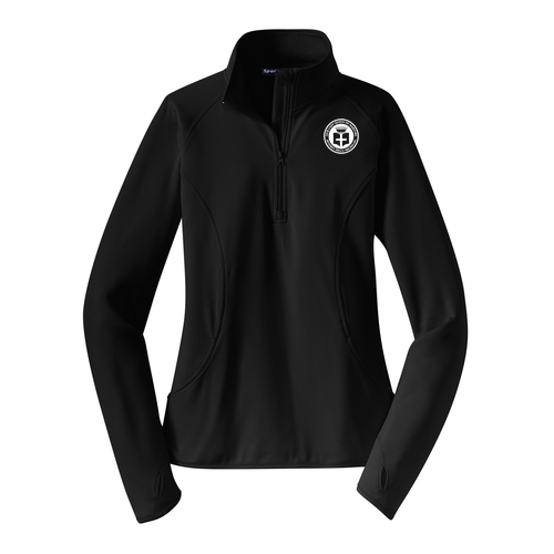 Ladies Sport Tek Sport Wick Stretch Half Zip Pullover -- Black
