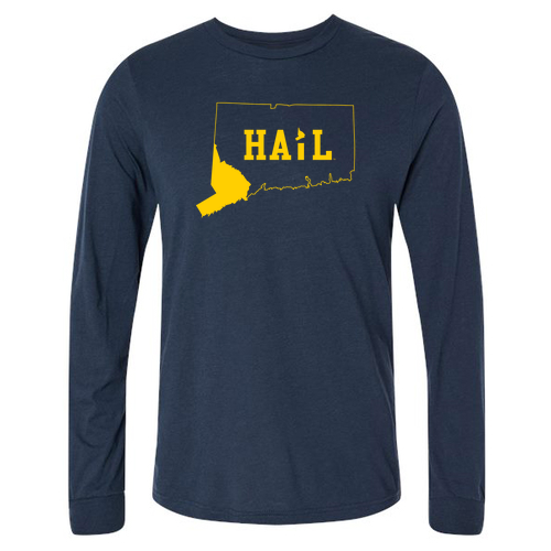 Men/Unisex Bella Canvas Soft Fitted Triblend Long Sleeve Tee -- Solid Navy Triblend