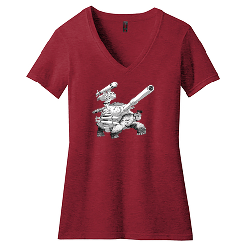 District Made Ladies Perfect Blend V-Neck Tee -- Red Fleck