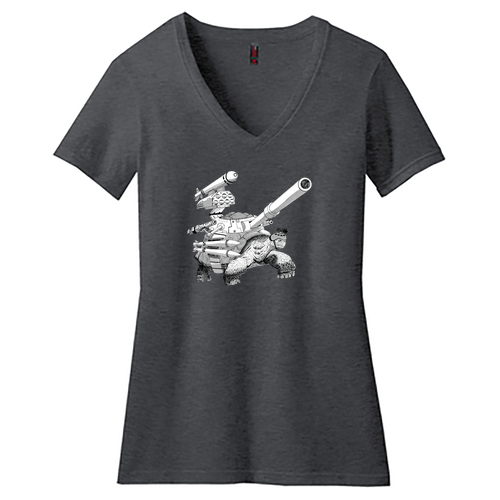District Made Ladies Perfect Blend V-Neck Tee -- Heathered Charcoal