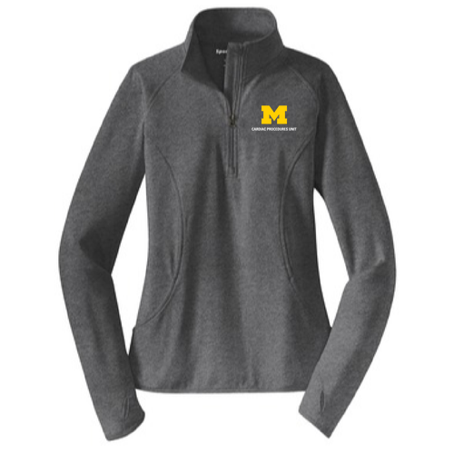 Ladies Sport Tek Sport Wick Stretch Half Zip Pullover -- Charcoal Grey Heather