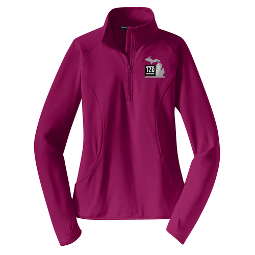 Ladies Sport Tek Sport Wick Stretch Half Zip Pullover -- Pink Rush
