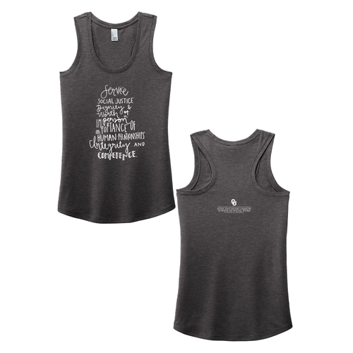 District Made Ladies Perfect Tri Racerback Tank -- Heather Charcoal
