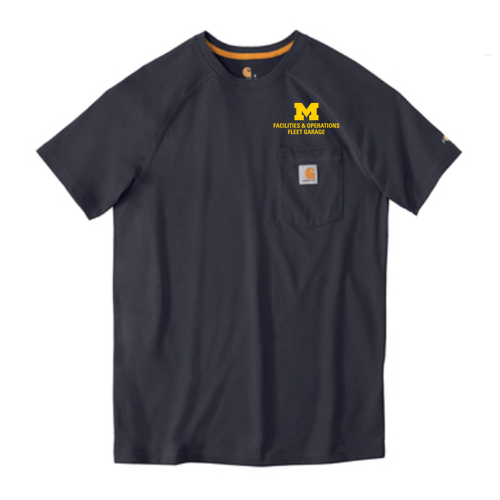 Men/Unisex Carhartt Force Cotton Delmont Short Sleeve T-Shirt -- Navy, $40