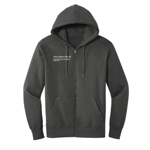 District Perfect Weight Fleece Full-Zip Hoodie -- Charcoal