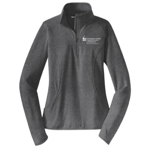 Sport Tek Ladies Sport Wick Stretch Half Zip Pullover -- Charcoal Grey Heather