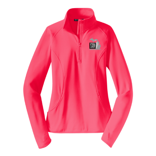 Ladies Sport Tek Sport Wick Stretch Half Zip Pullover -- Hot Coral