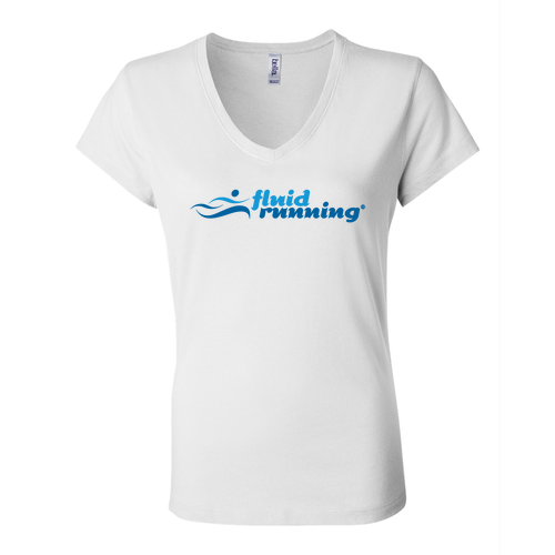 Ladies Short Sleeve V-Neck T-Shirt -- White