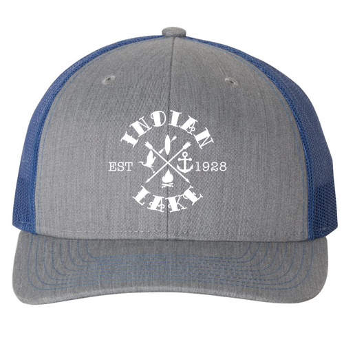 Richardson Trucker Snapback Hat -- Heather Grey / Royal