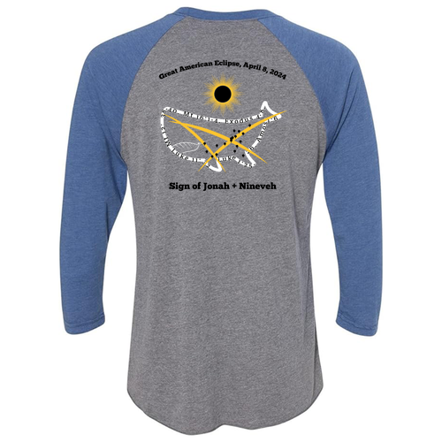 Next Level Unisex Tri-Blend 3/4 Sleeve Raglan -- Premium Heather / Vintage Royal