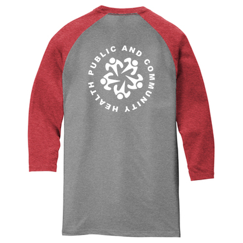 District Made Mens Perfect Tri Raglan -- Grey Frost / Red Frost