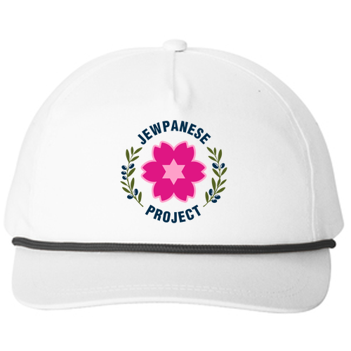 Snapback Five-Panel Rope Hat -- White / Black -- Embroidery -- Logo (Front Only)