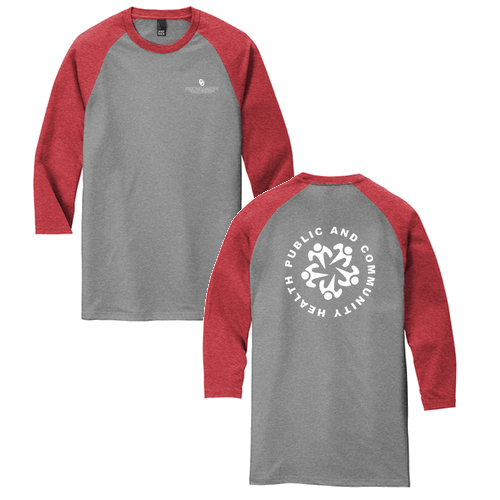 District Made Mens Perfect Tri Raglan -- Grey Frost / Red Frost