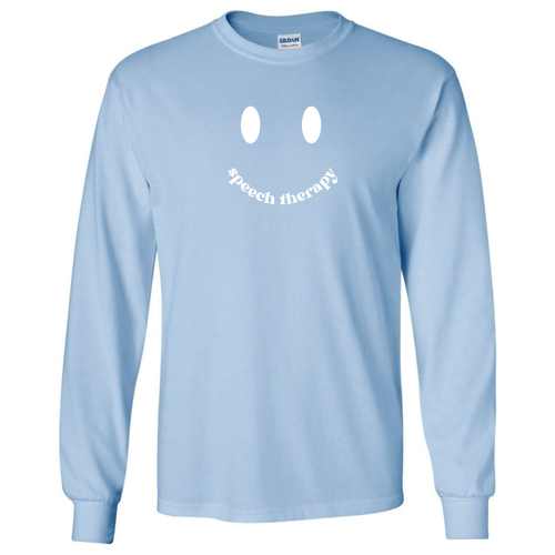 Speech Therapy Smiley Screen Printed Longsleeve | Light Blue