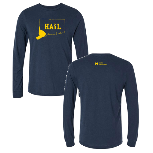 Men/Unisex Bella Canvas Soft Fitted Triblend Long Sleeve Tee -- Solid Navy Triblend