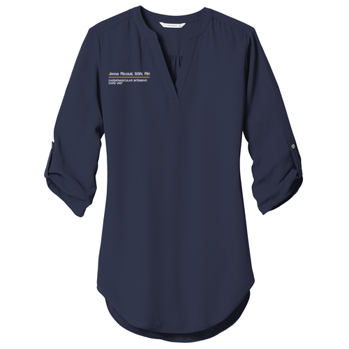 Port Authority Ladies 3/4-Sleeve Tunic Blouse -- True Navy