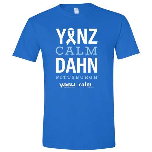 Yinz Calm Dahn White Ribbon T-Shirt -- Royal