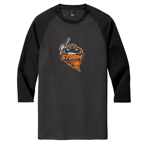 District Made Mens Perfect Tri Raglan -- Black Frost / Black