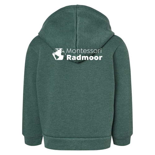 Bella+ Canvas Toddler Full-Zip Hooded Sweatshirt -- Heather Forest