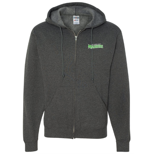 Jerzees Full Zip Hooded Sweatshirt -- Black Heather