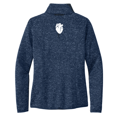 Port Authority Ladies Sweater Fleece Jacket -- River Blue Navy Heather