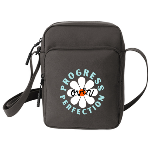 Progress Over Perfection Upright Crossbody Bag | Black