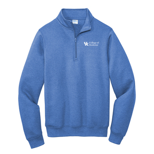 Embroidered Port and Company Core Fleece Quarter-Zip Pullover Sweatshirt -- Heather Royal