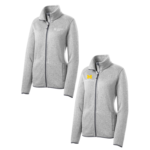 Port Authority Ladies Sweater Fleece Jacket -- Grey Heather