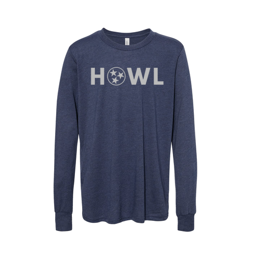 Youth Bella Canvas Youth Long Sleeve Jersey Tee  Heather Navy