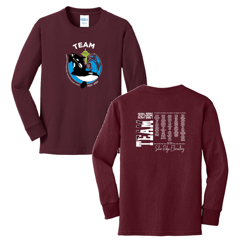 Youth Port and Company Long Sleeve 100% Cotton T-Shirt -- Athletic Maroon