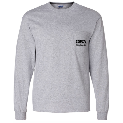Gildan Long Sleeve Pocket Tee -- Sport Grey