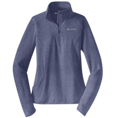 Ladies Sport Tek Sport Wick Stretch Half Zip Pullover -- True Navy Heather