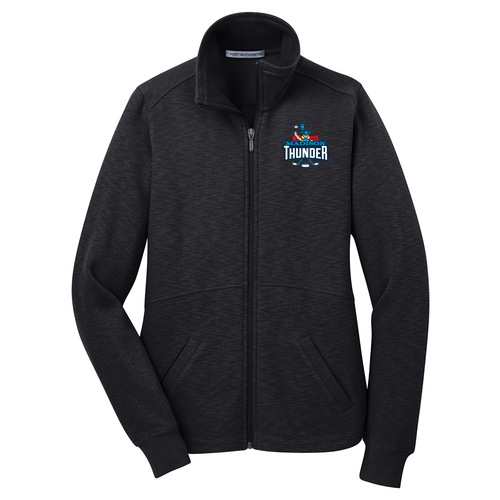 Port Authority Ladies Slub Fleece Full Zip Jacket -- Black