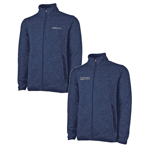 Charles River Mens Heathered Fleece Jacket -- Navy Heather