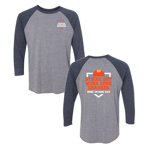 Mens/Unisex Next Level Soft Fitted Triblend 3/4 Sleeve Baseball Tee -- Premium Heather / Vintage Navy