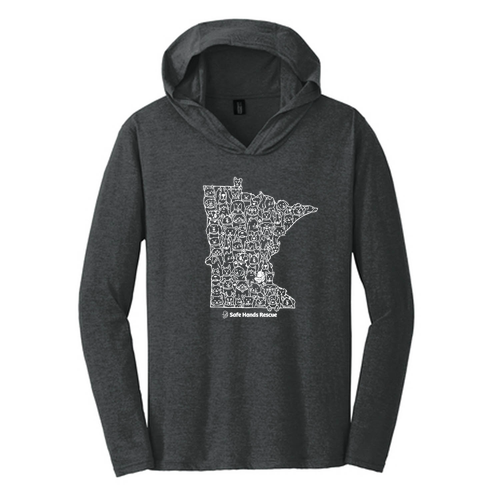 District Made Mens Perfect Tri Long Sleeve Hoodie T-Shirt Black Frost: Novelty Design