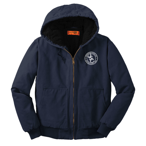 Cornerstone Washed Duck Cloth Insulated Hooded Work Jacket -- Navy EMBROIDERED
