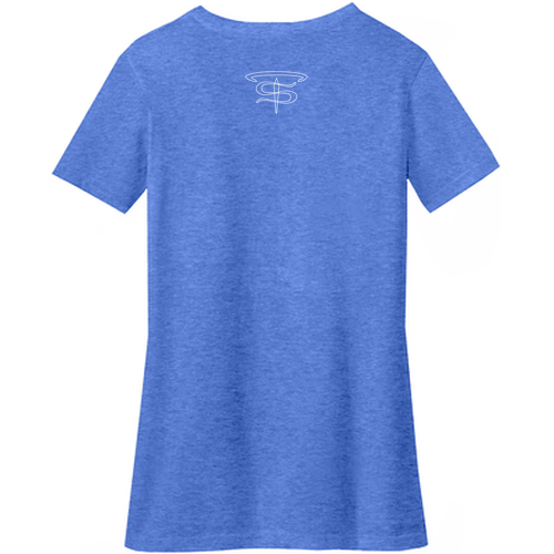 District Made Ladies Perfect Blend V-Neck Tee -- Heathered Royal
