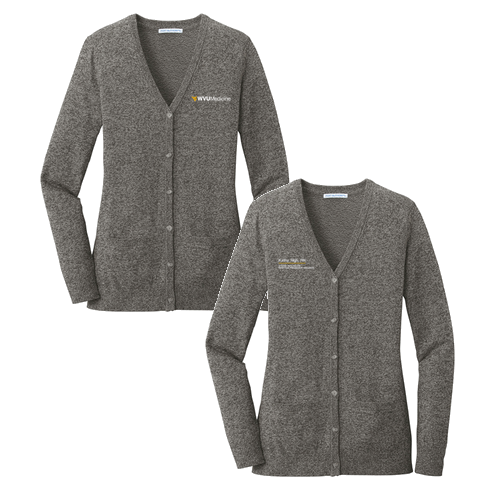 Port Authority Ladies Marled Cardigan Sweater -- Warm Grey Marl