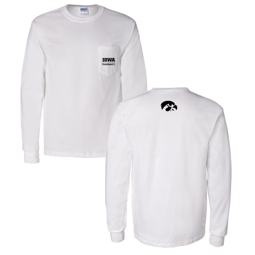 Gildan Long Sleeve Pocket Tee -- White