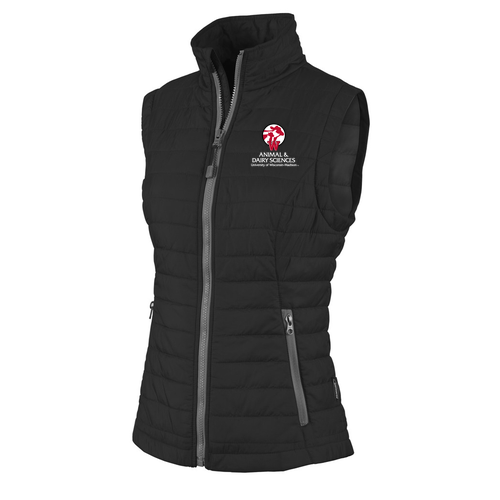 Charles River Ladies Radius Quilted Vest -- Black / Grey