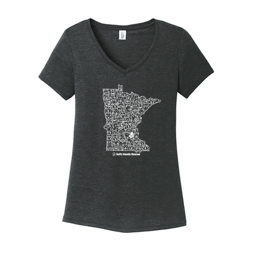 District Made Ladies Perfect Tri V-Neck Tee Black Frost: Novelty Design