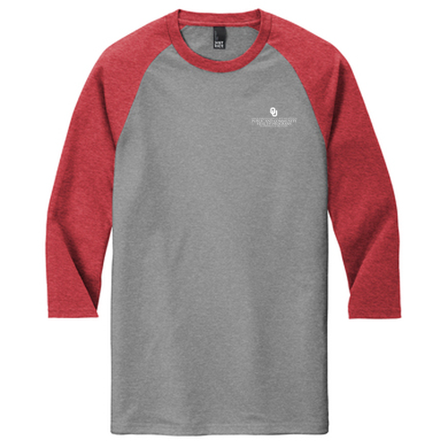 District Made Mens Perfect Tri Raglan -- Grey Frost / Red Frost
