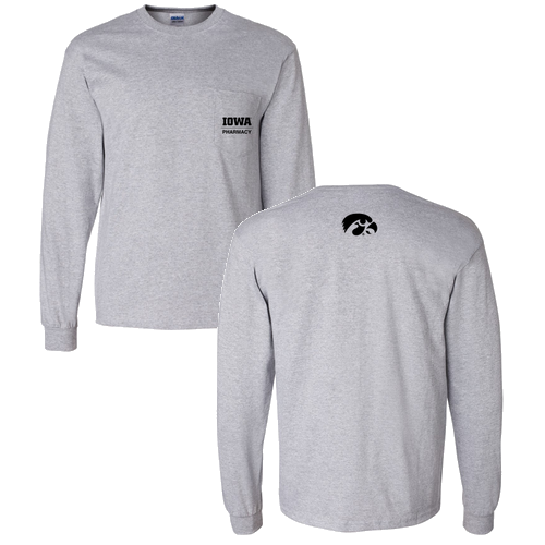 Gildan Long Sleeve Pocket Tee -- Sport Grey