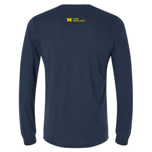 Men/Unisex Bella Canvas Soft Fitted Triblend Long Sleeve Tee -- Solid Navy Triblend