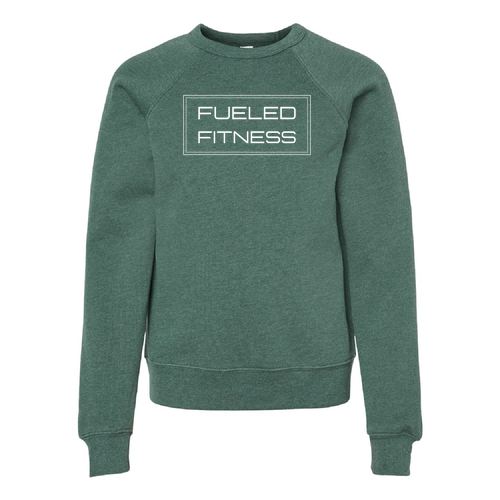 Bella Canvas Youth Sponge Fleece Raglan Sweatshirt -- Heather Forest