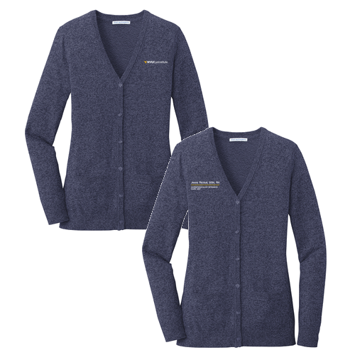 Port Authority Ladies Marled Cardigan Sweater -- Navy Marl
